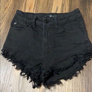 Black denim shorts